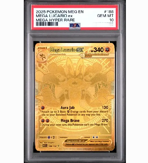 2025 Pokemon Meg EN-Mega Evolution #188 Mega Lucario ex Mega Hyper Rare (PSA 10)
