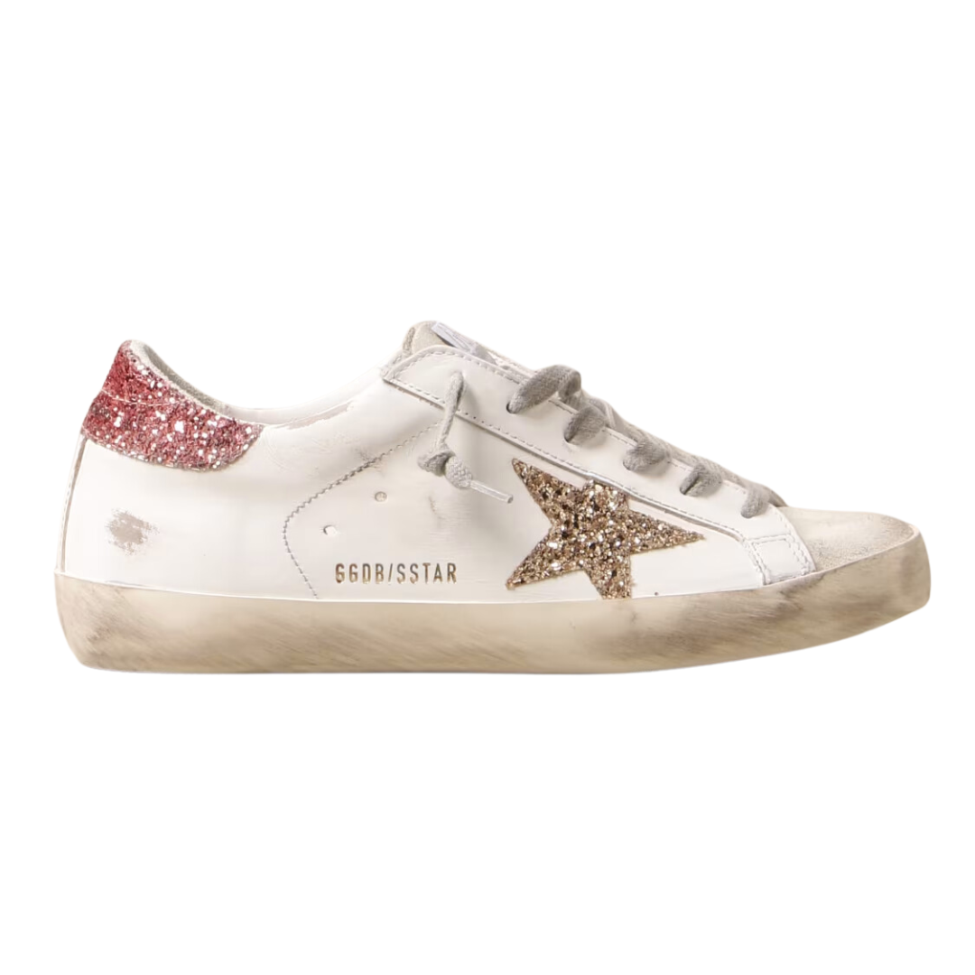 Golden Goose Super Star White Gold Glitter (Womens)