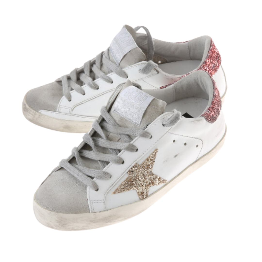 Golden Goose Super Star White Gold Glitter (Womens)