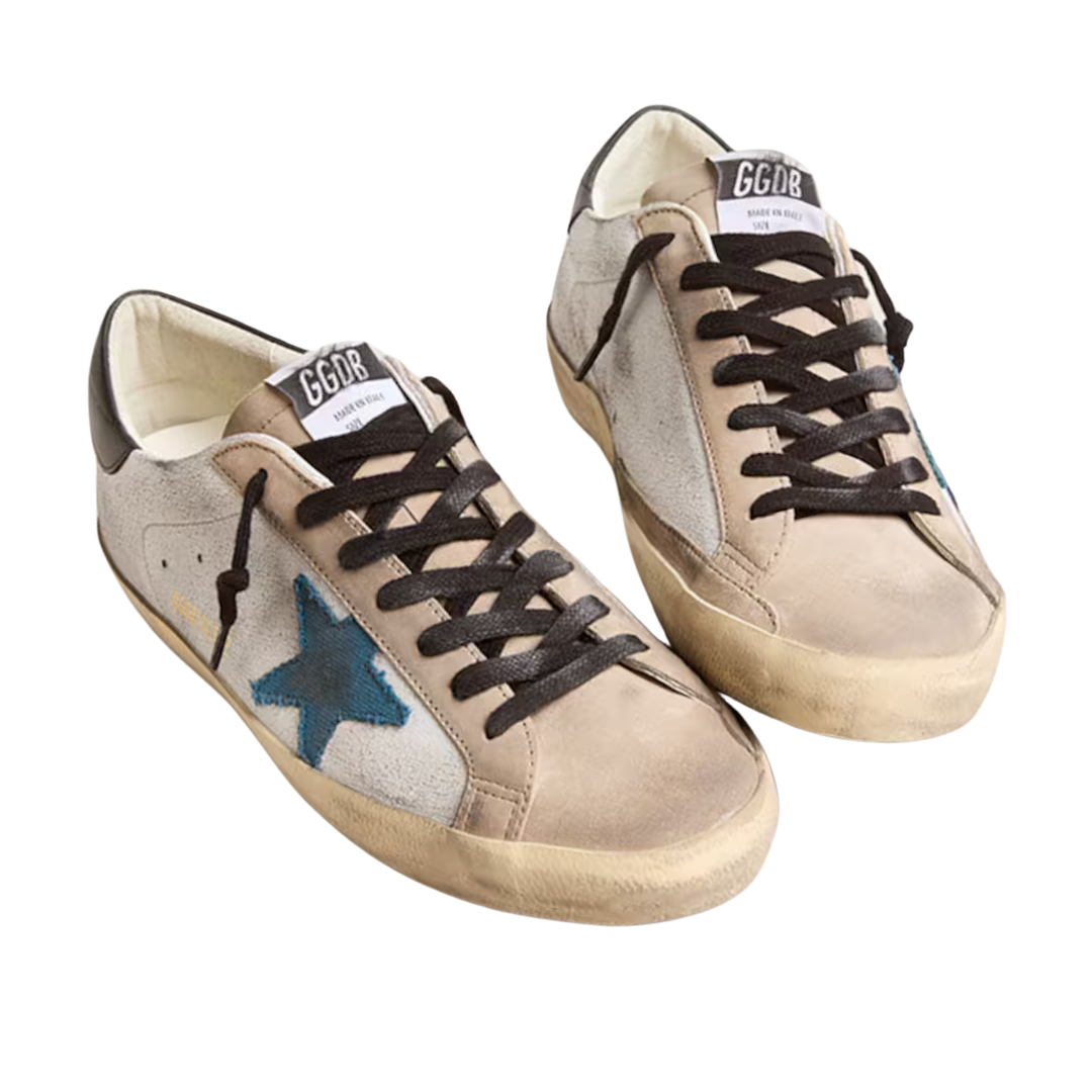 Golden Goose Super-Star Beige Blue Star (Mens)