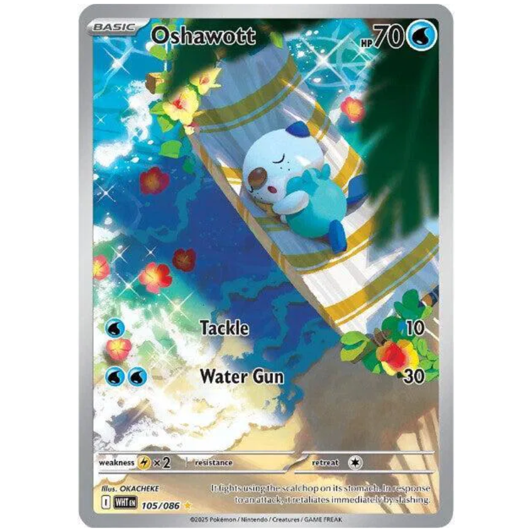 Oshawott White Flare Illustration Rare • 105/086 Holofoil