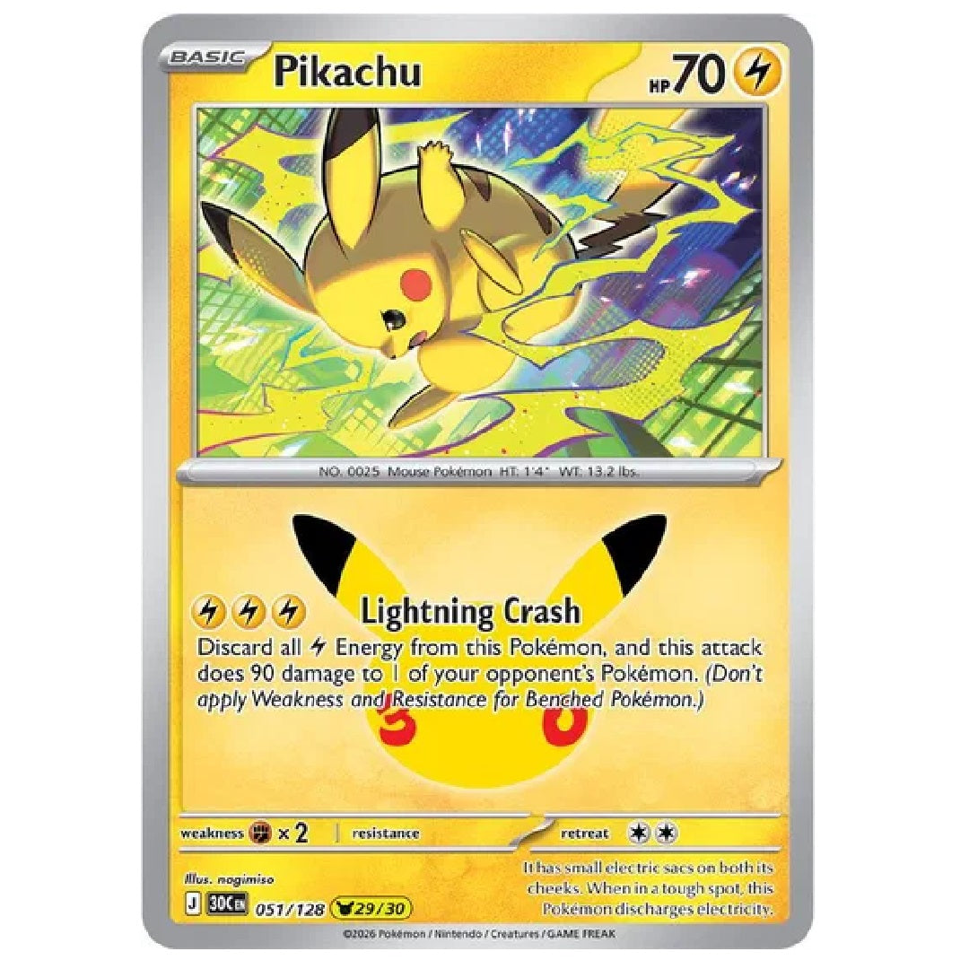 Pikachu 30th Celebration Pikachu Rare • 051/128 Holofoil