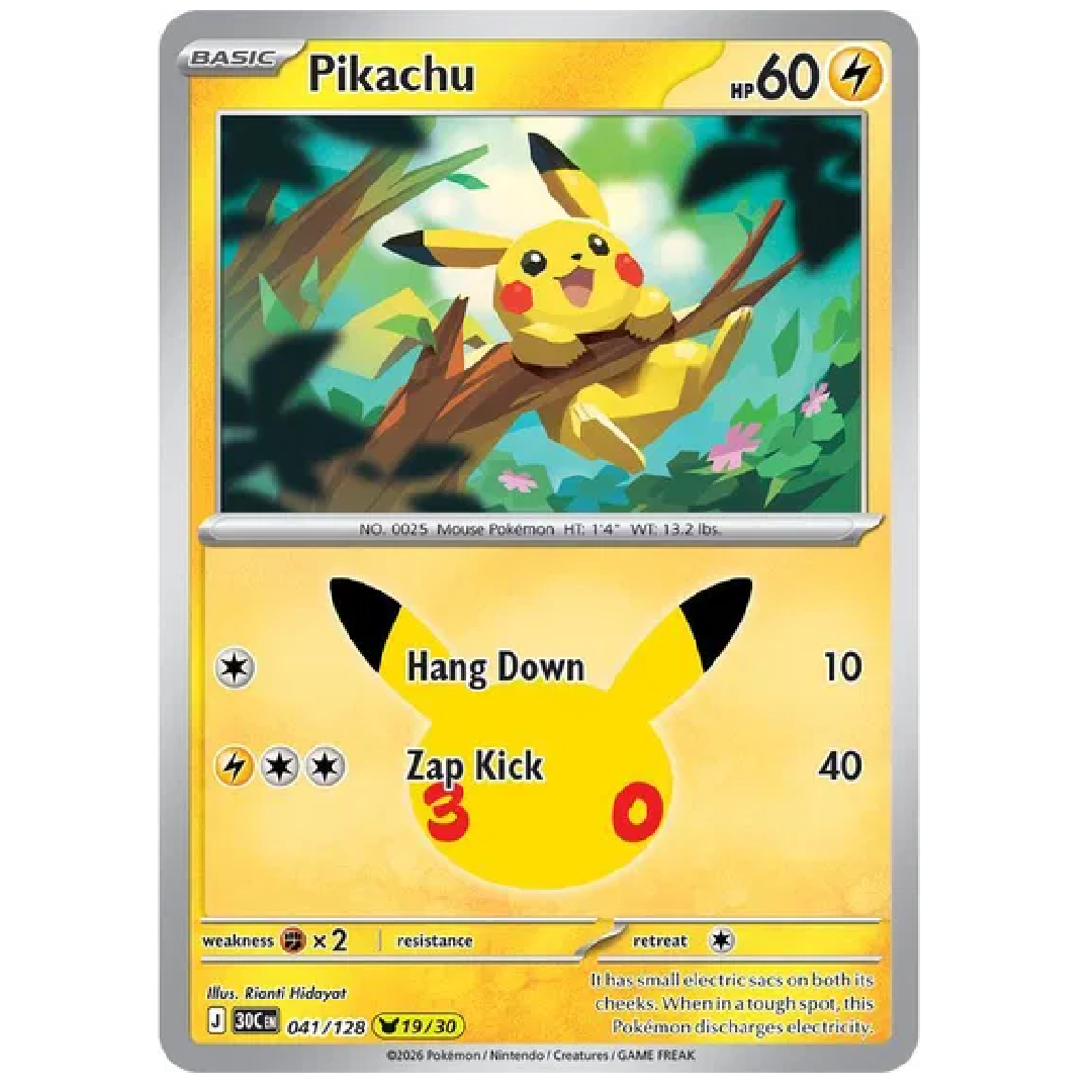 Pikachu 30th Celebration None • 041/128 Holofoil