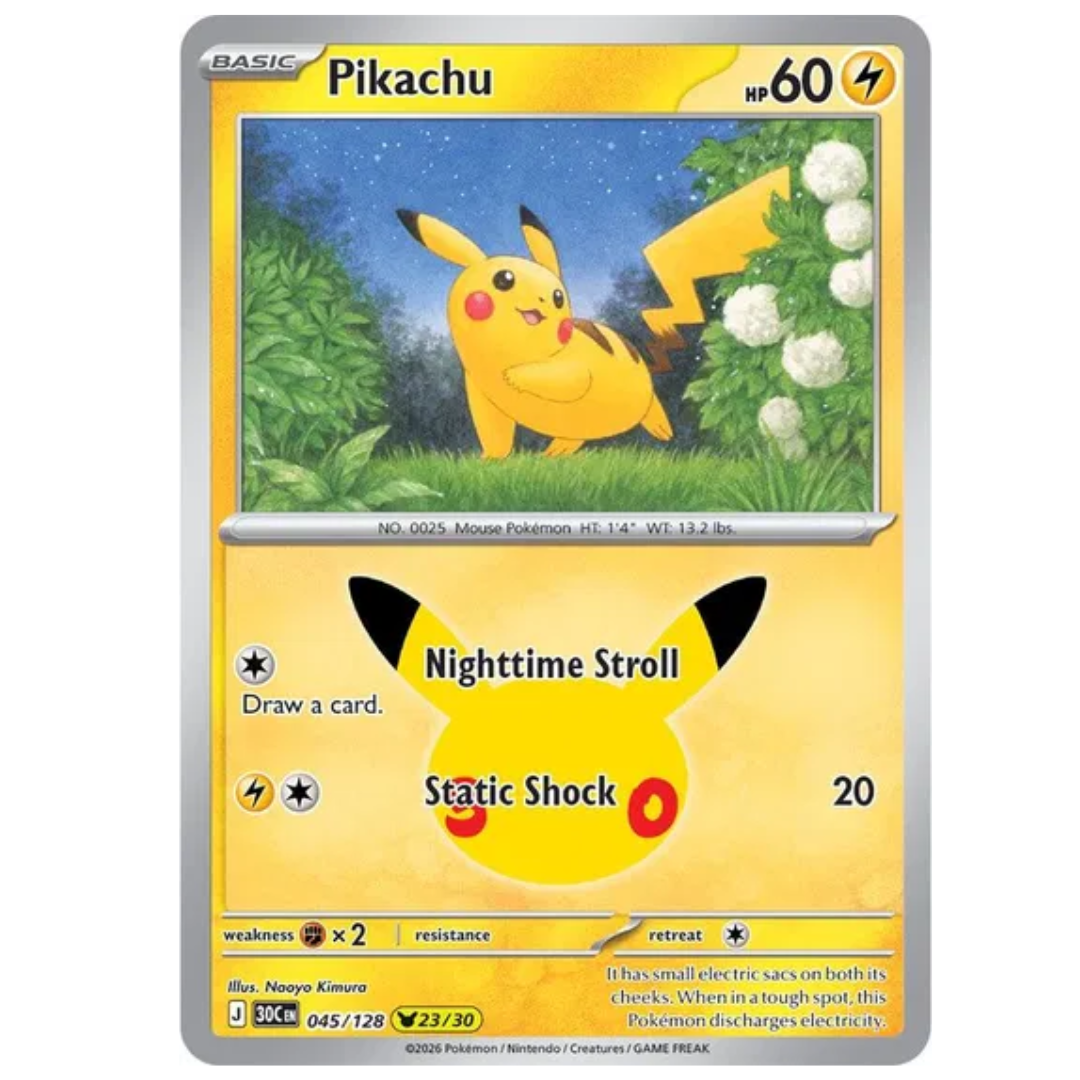 Pikachu 30th Celebration Pikachu Rare • 045/128 Holofoil