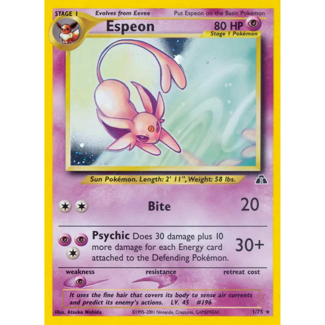 Espeon Neo Discovery Holo Rare • 1 Unlimited Holofoil