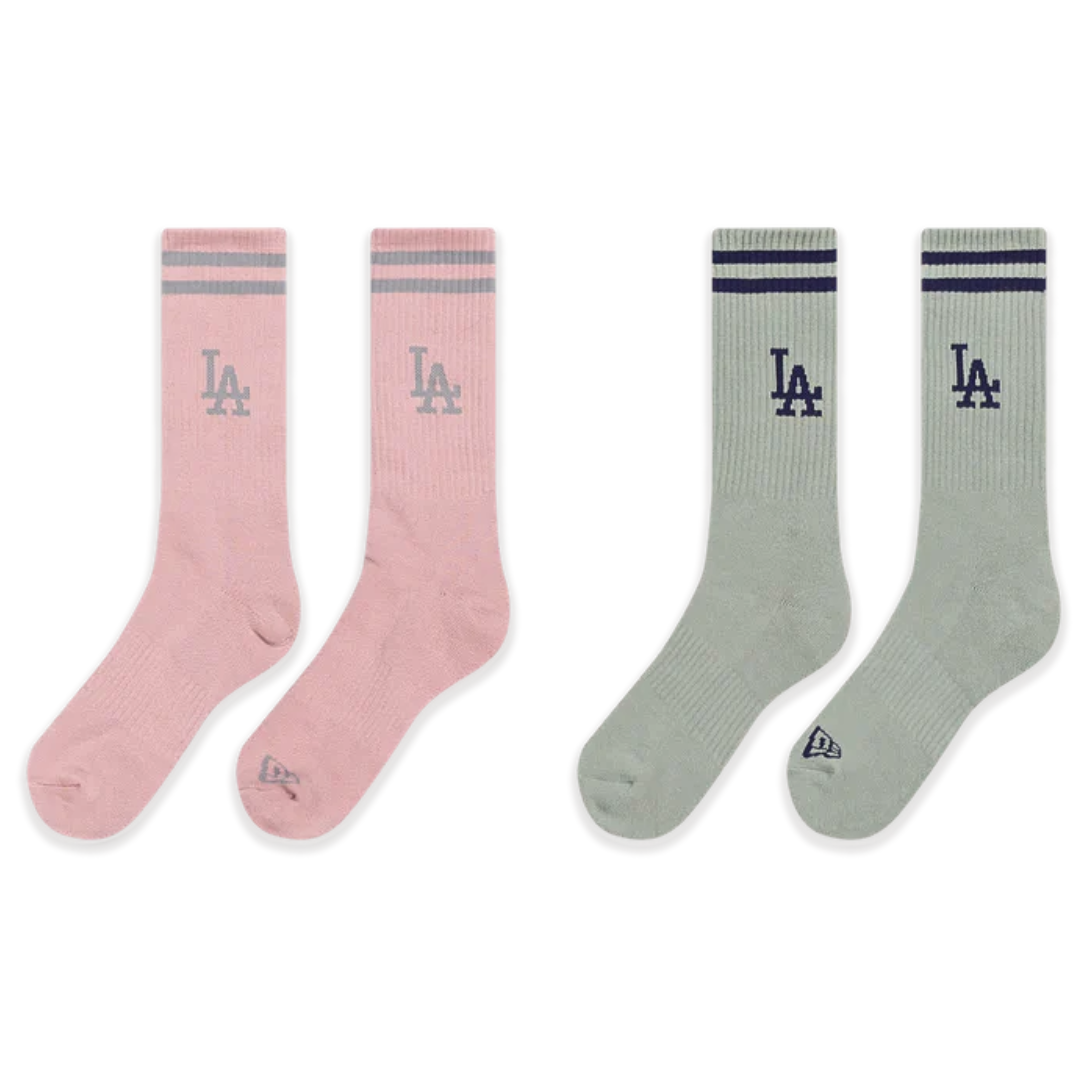 New Era Los Angeles Dodgers Color Era 2 pack Dirty Rose and Everest Green Socks
