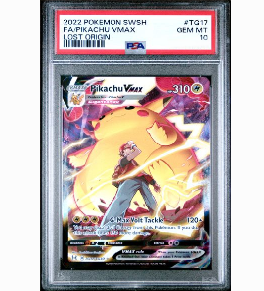 2022 POKEMON SWORD & SHIELD LOST ORIGIN #TG17 FA/PIKACHU VMAX LOST ORIGIN (PSA 10)