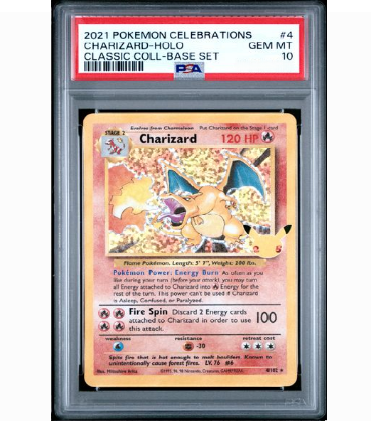 2021 POKEMON CELEBRATIONS CLASSIC COLLECTION #4 CHARIZARD-HOLO CLASSIC COLL-BASE SET (PSA10)