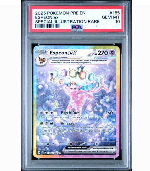 2025 POKEMON PRE EN-PRISMATIC EVOLUTIONS #155 ESPEON ex SPECIAL ILLUSTRATION RARE (PSA10)