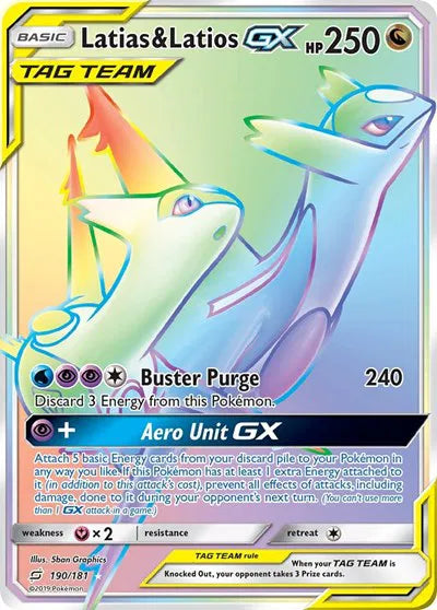 Latias & Latios GX (Secret) Team Up Secret Rare • 190 Holofoil