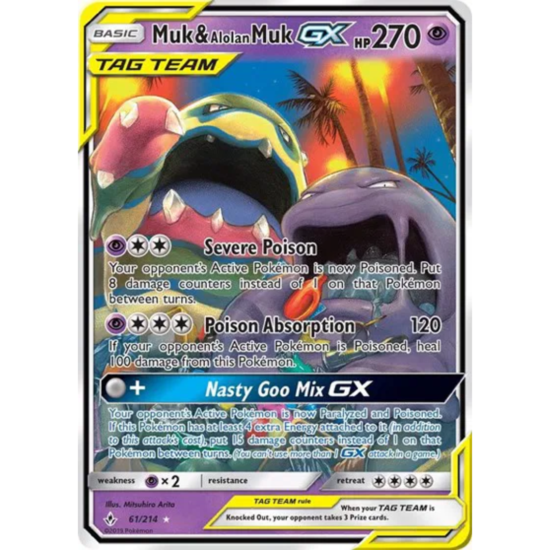 Muk & Alolan Muk GX Unbroken Bonds Ultra Rare • 61 Holofoil