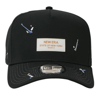 New Era 9FORTY A-Frame Splash Embroidery Woven Patch Black Snapback