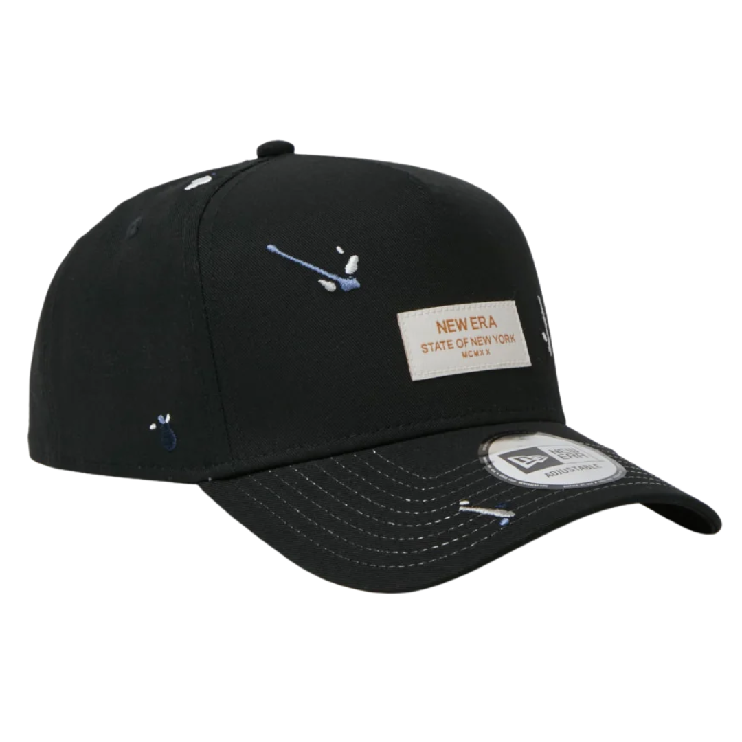 New Era 9FORTY A-Frame Splash Embroidery Woven Patch Black Snapback