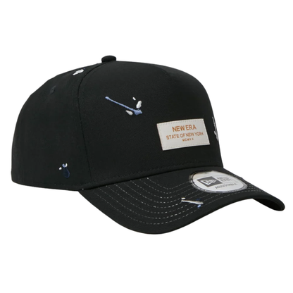 New Era 9FORTY A-Frame Splash Embroidery Woven Patch Black Snapback