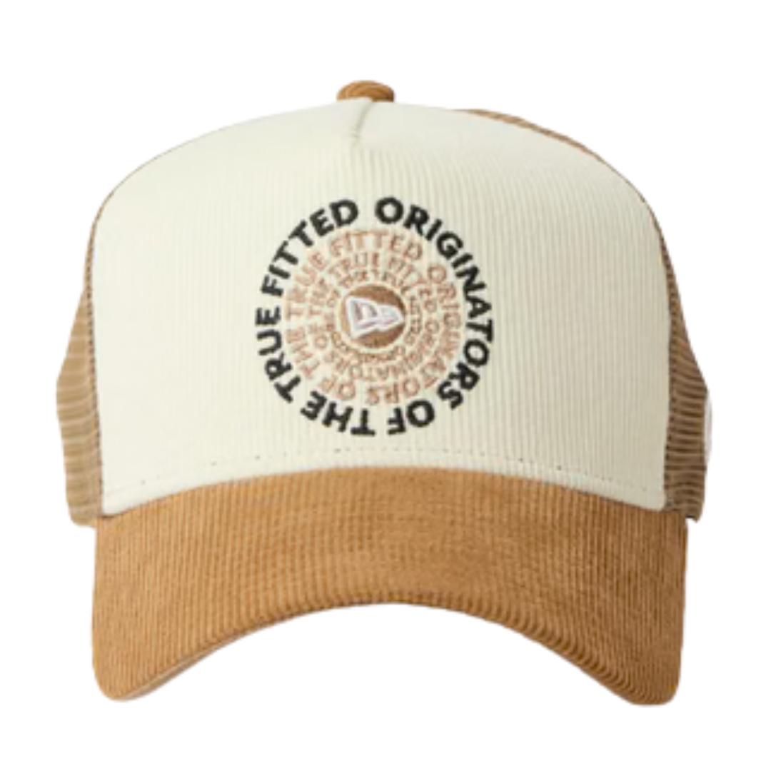 New Era 9FORTY A-Frame Trucker Corduroy OOTTF 2-Tone Wheat Visor Chrome Snapback