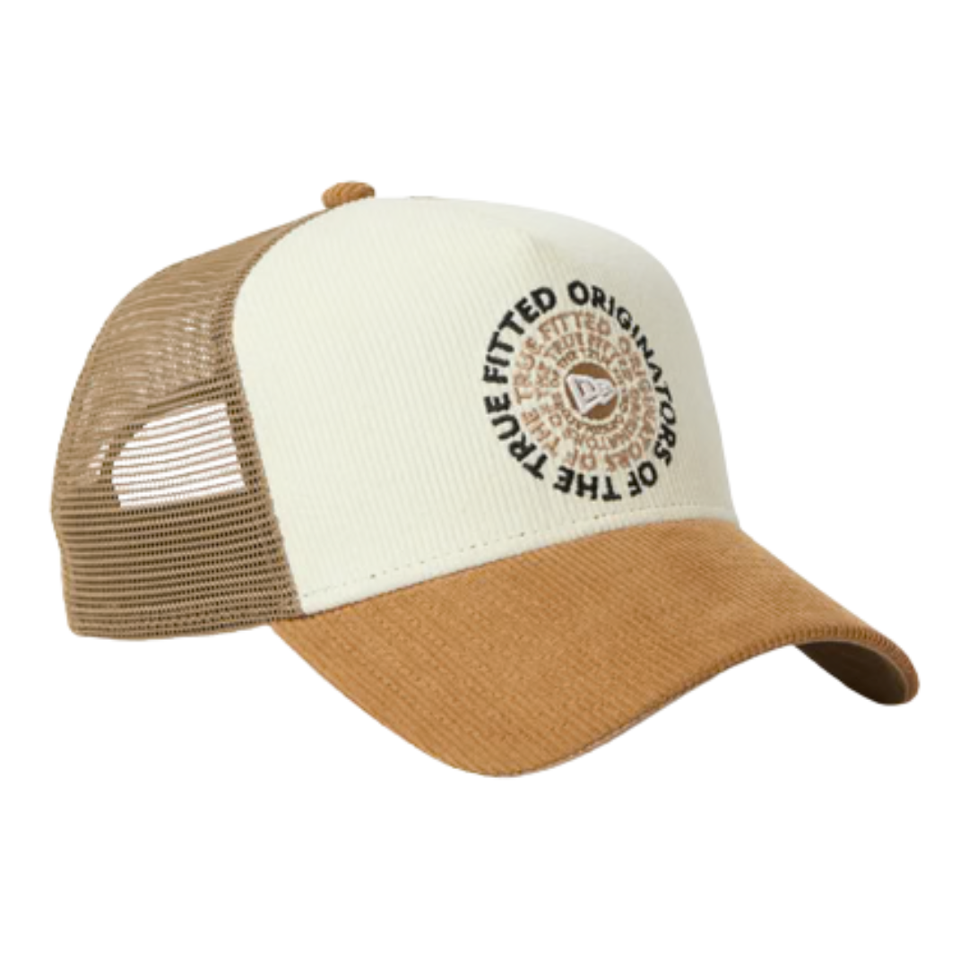 New Era 9FORTY A-Frame Trucker Corduroy OOTTF 2-Tone Wheat Visor Chrome Snapback