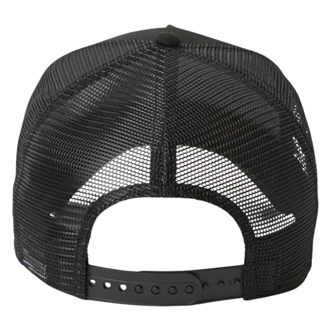New Era NE Old English Logo Black White 9FORTY A-Frame Trucker Snapback Cap