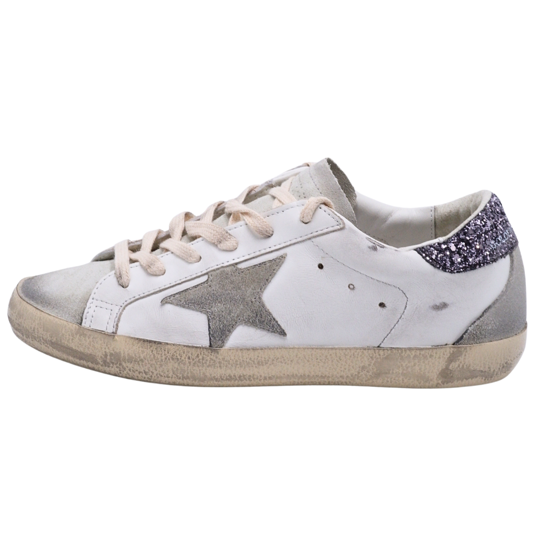 Golden Goose Super-Star White Grey Glitter (Womens)