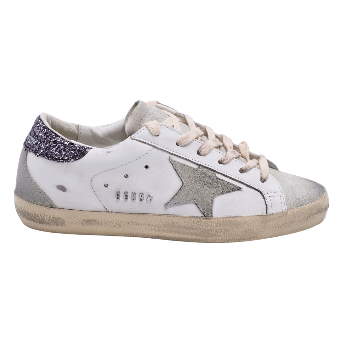 Golden Goose Super-Star White Grey Glitter (Womens)