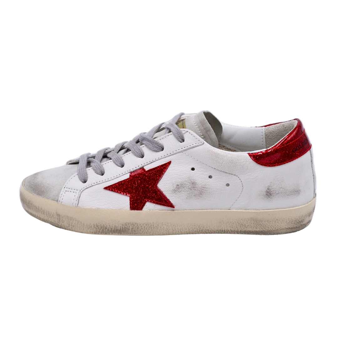 Golden Goose Red Glitter Star Super-Star (Womens)