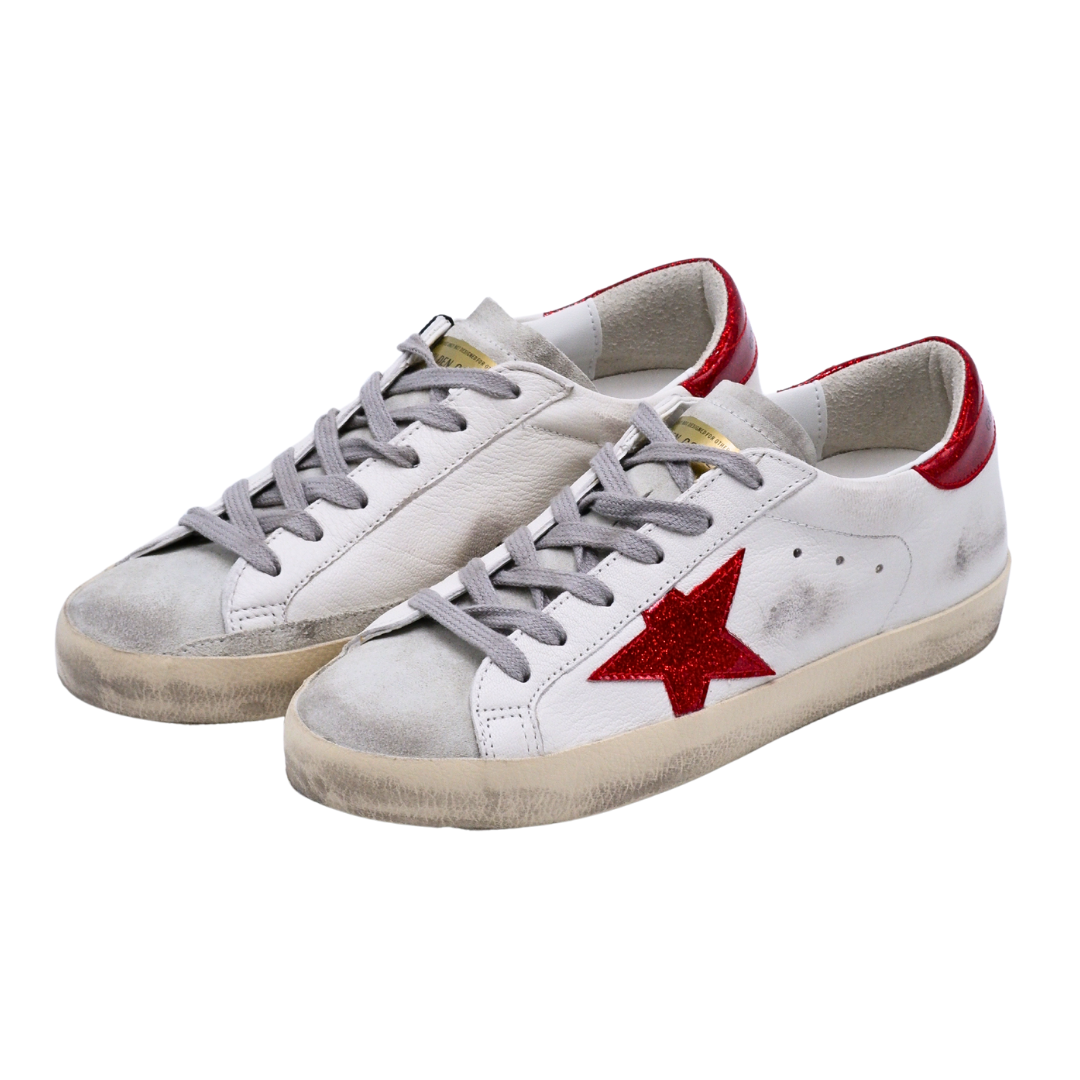 Golden Goose Red Glitter Star Super-Star (Womens)