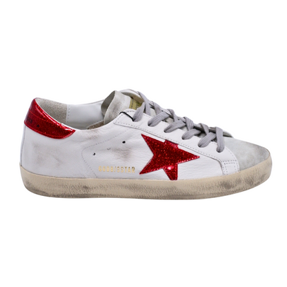 Golden Goose Red Glitter Star Super-Star (Womens)