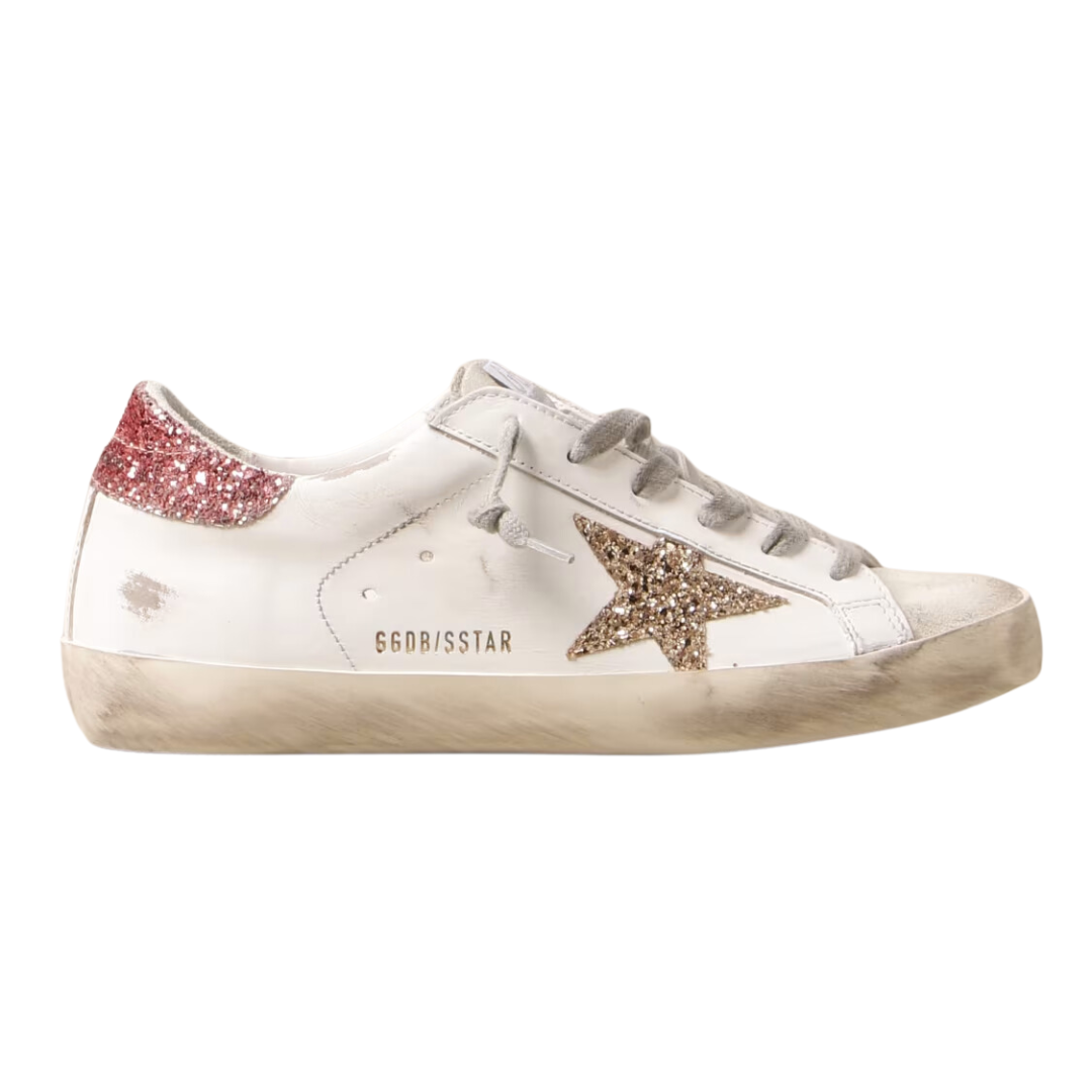 Golden Goose Super-Star White Gold Glitter (Womens)