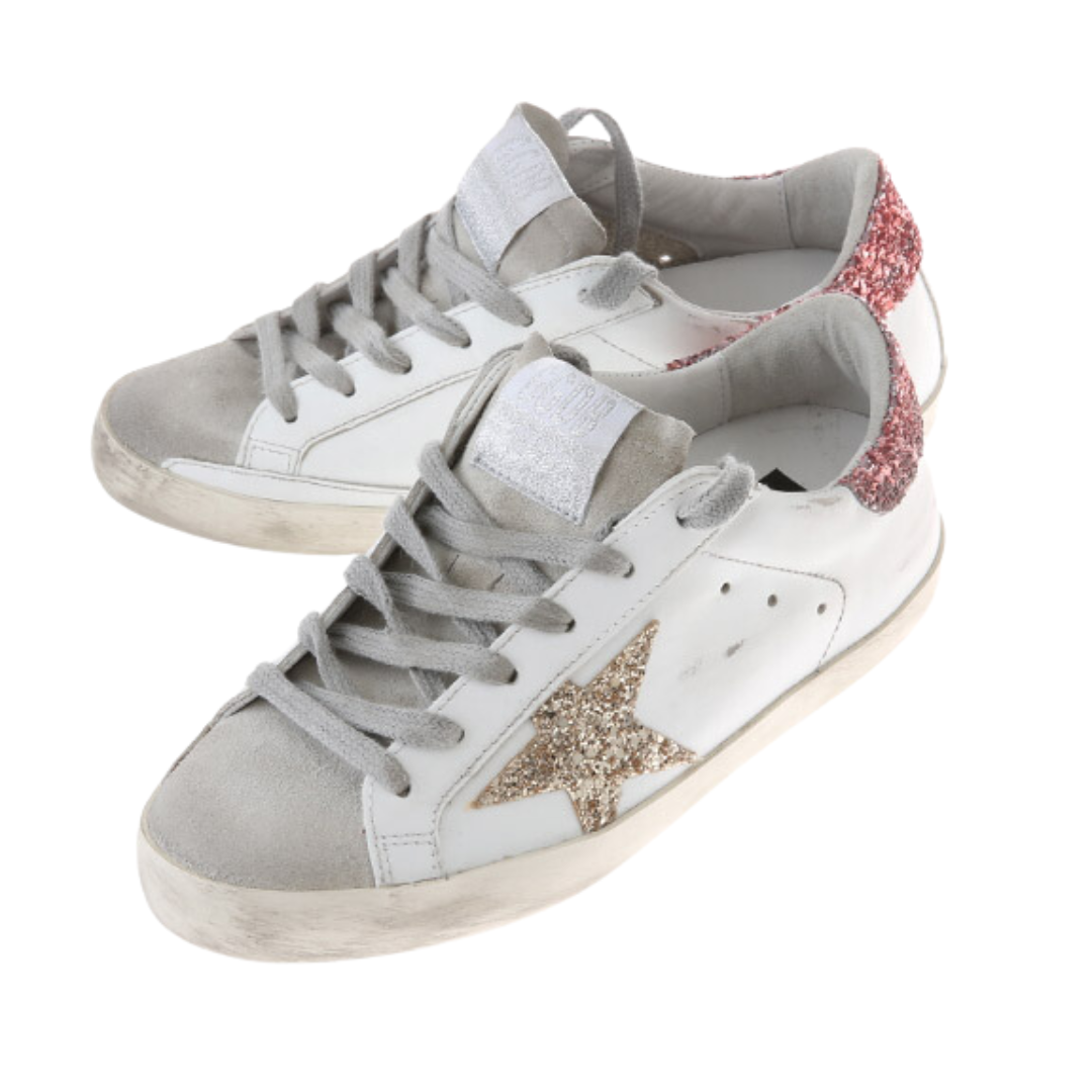 Golden Goose Super-Star White Gold Glitter (Womens)