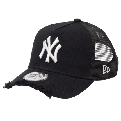 New Era 9forty A-Frame Trucker New York Yankees Damaged Twill Black