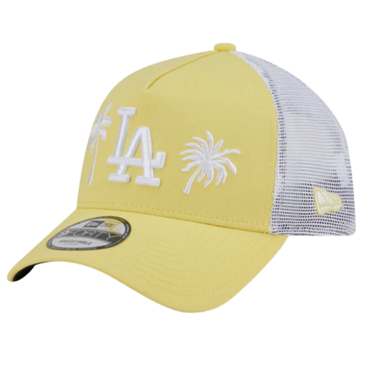 New Era 9forty A-Frame Trucker Los Angeles Dodgers Resort Baby Yellow Snapback