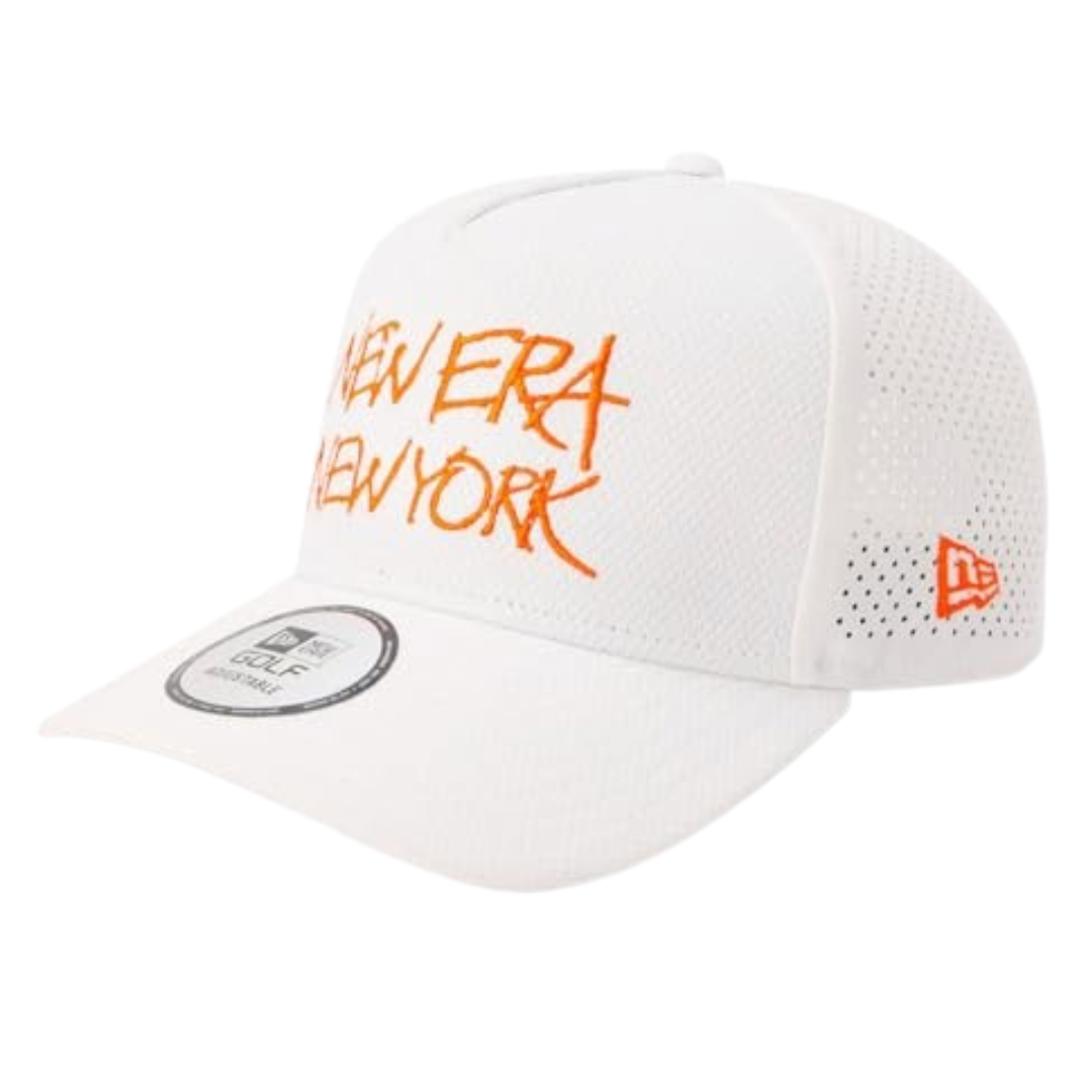 New Era Golf Cap 9forty A-Frame Laser Perforated Mesh White