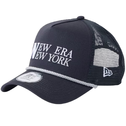 New Era Wordmark Golf Navy Rope 9FORTY A-Frame Trucker Adjustable Cap