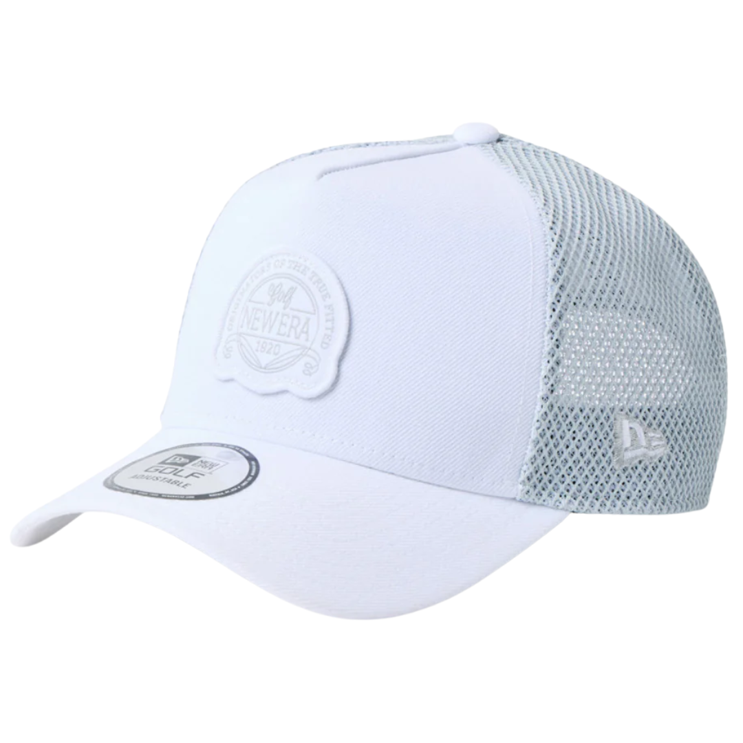 New Era Golf Double Mesh White Grey 9FORTY A-Frame Adjustable Cap