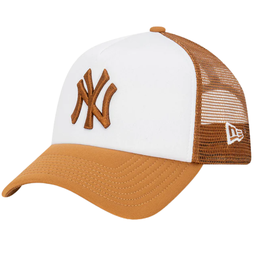 New Era 9FORTY A-Frame Trucker New York Yankees Earthtones Toasted Peanut Snapback