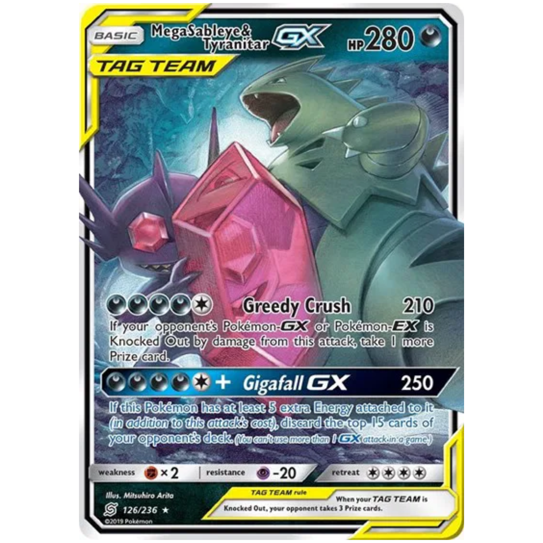 Mega Sableye & Tyranitar GX Unified Minds Ultra Rare • 126/236 Holofoil