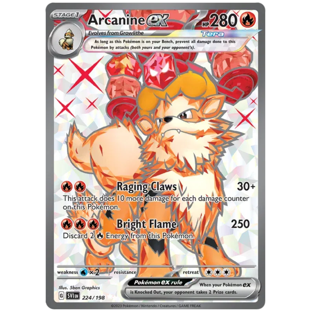 Arcanine ex Scarlet & Violet Base Set Ultra Rare • 224/198 Holofoil