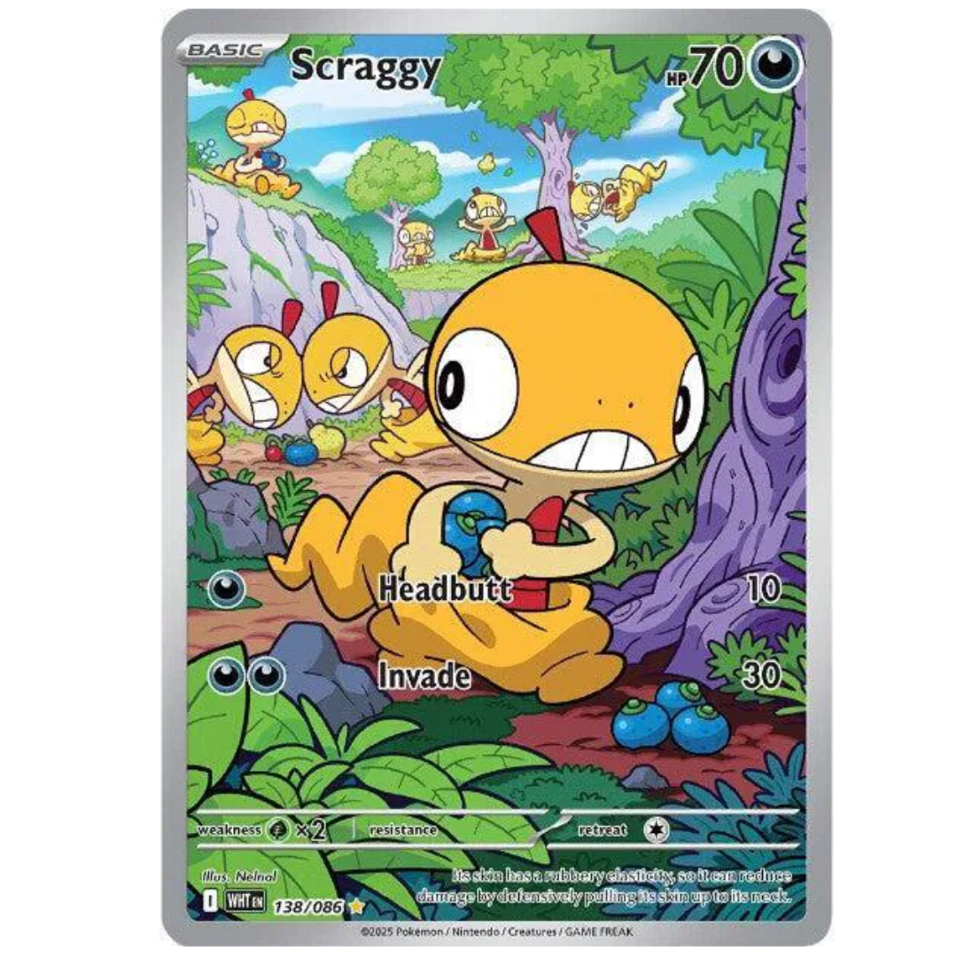 Scraggy White Flare Illustration Rare • 138/086 Holofoil