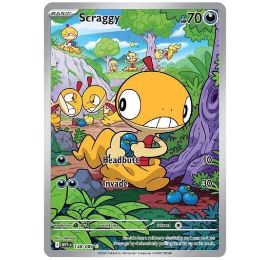 Scraggy White Flare Illustration Rare • 138/086 Holofoil