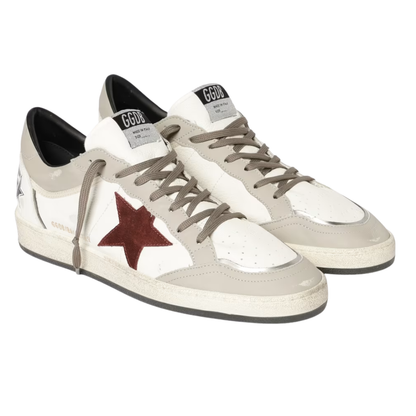 Golden Goose Ball Star White Dove Bordeaux (Mens)