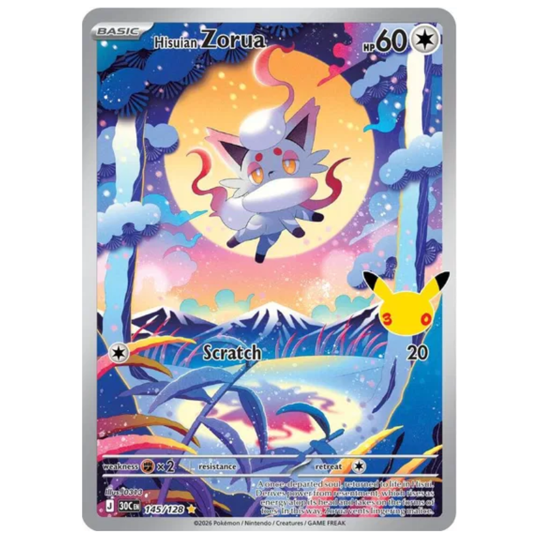 Hisuian Zorua 30th Celebration Illustration Rare • 145/128 Holofoil