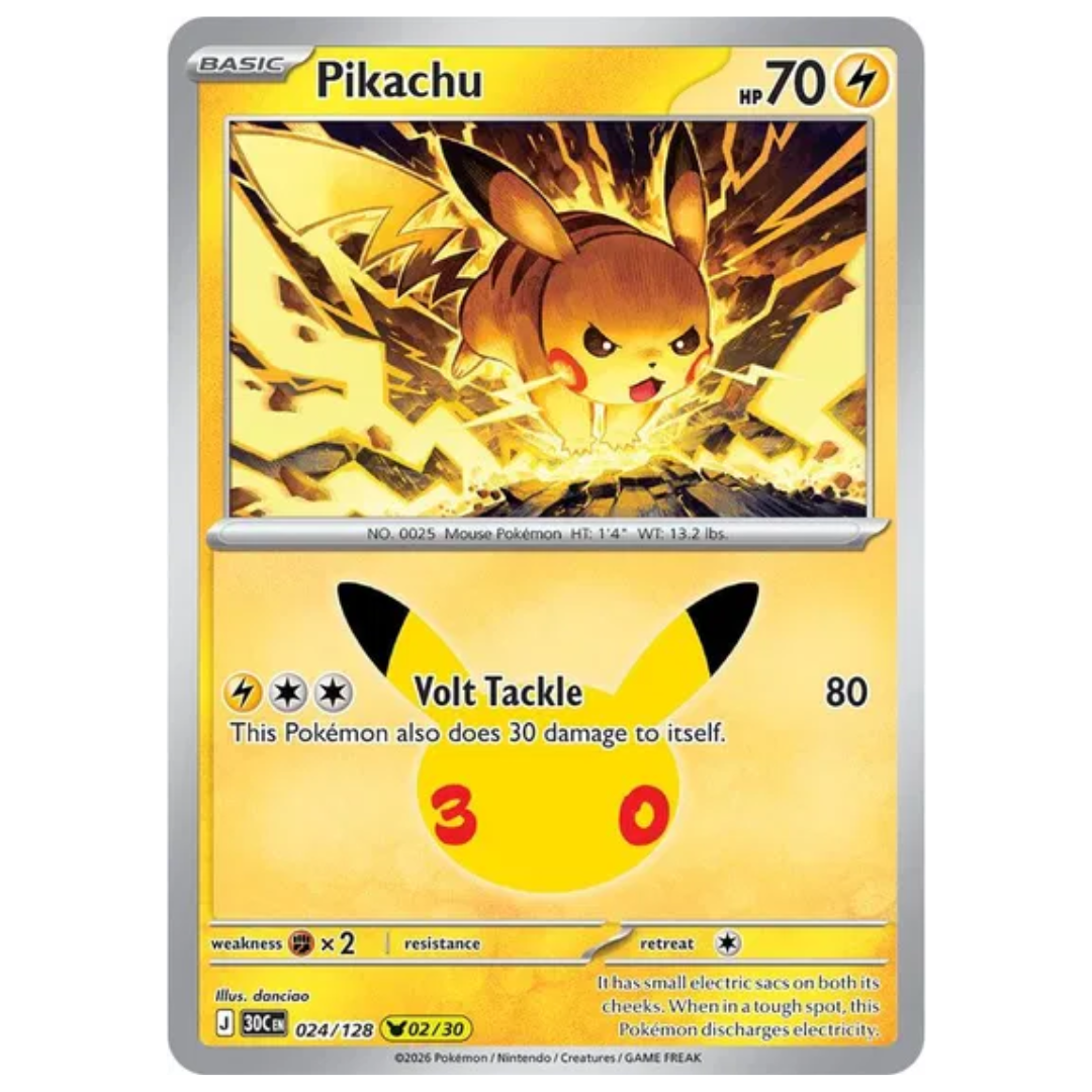 Pikachu 30th Celebration Pikachu Rare • 024/128 Holofoil