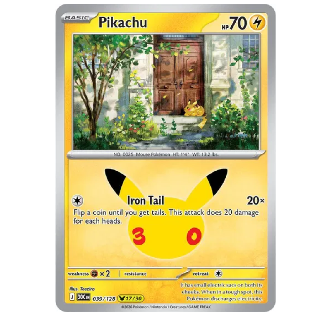 Pikachu 30th Celebration None • 039/128 Holofoil