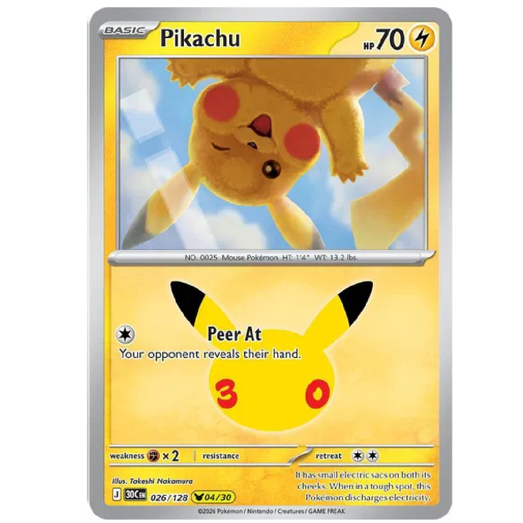 Pikachu 30th Celebration None • 026/128 Holofoil
