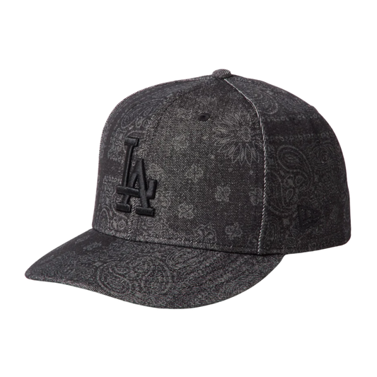 New Era 59fifty Pre-Curved Los Angeles Dodgers Laser Burn Out Denim Black Fitted
