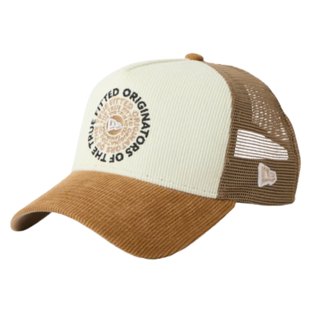 New Era 9FORTY A-Frame Trucker Corduroy OOTTF 2-Tone Wheat Visor Chrome Snapback