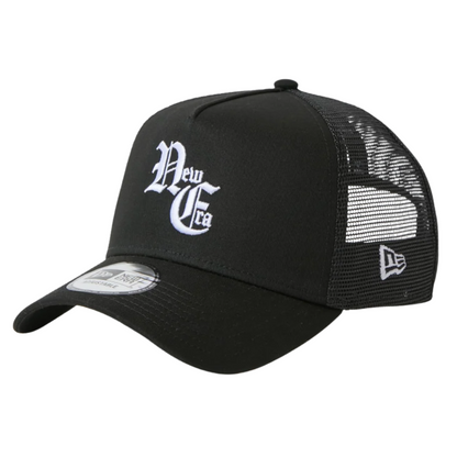 New Era 9FORTY A-Frame Trucker Old English Black Snapback