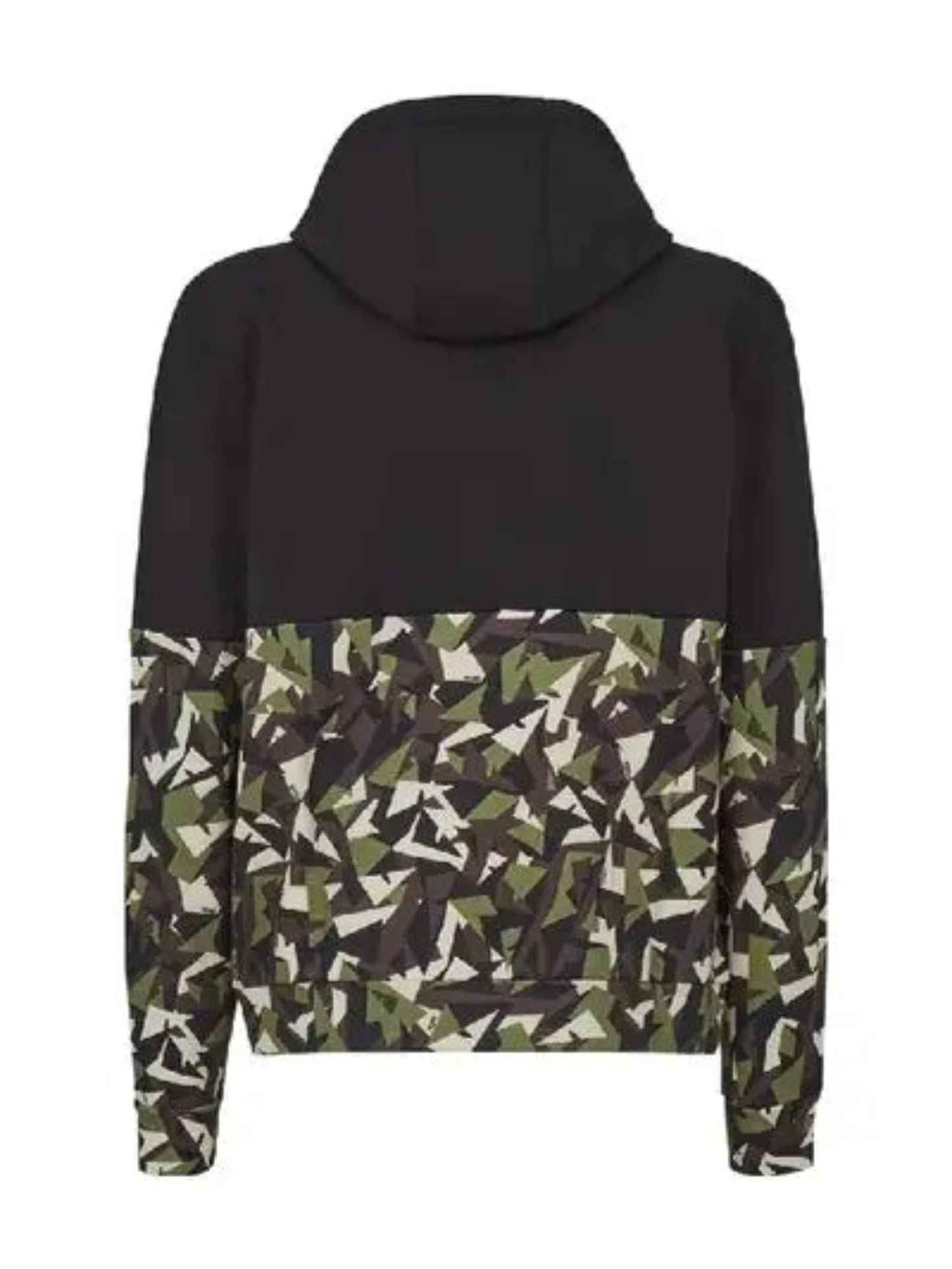 FENDI Camouflage Panelled Cotton Hoodie In Black