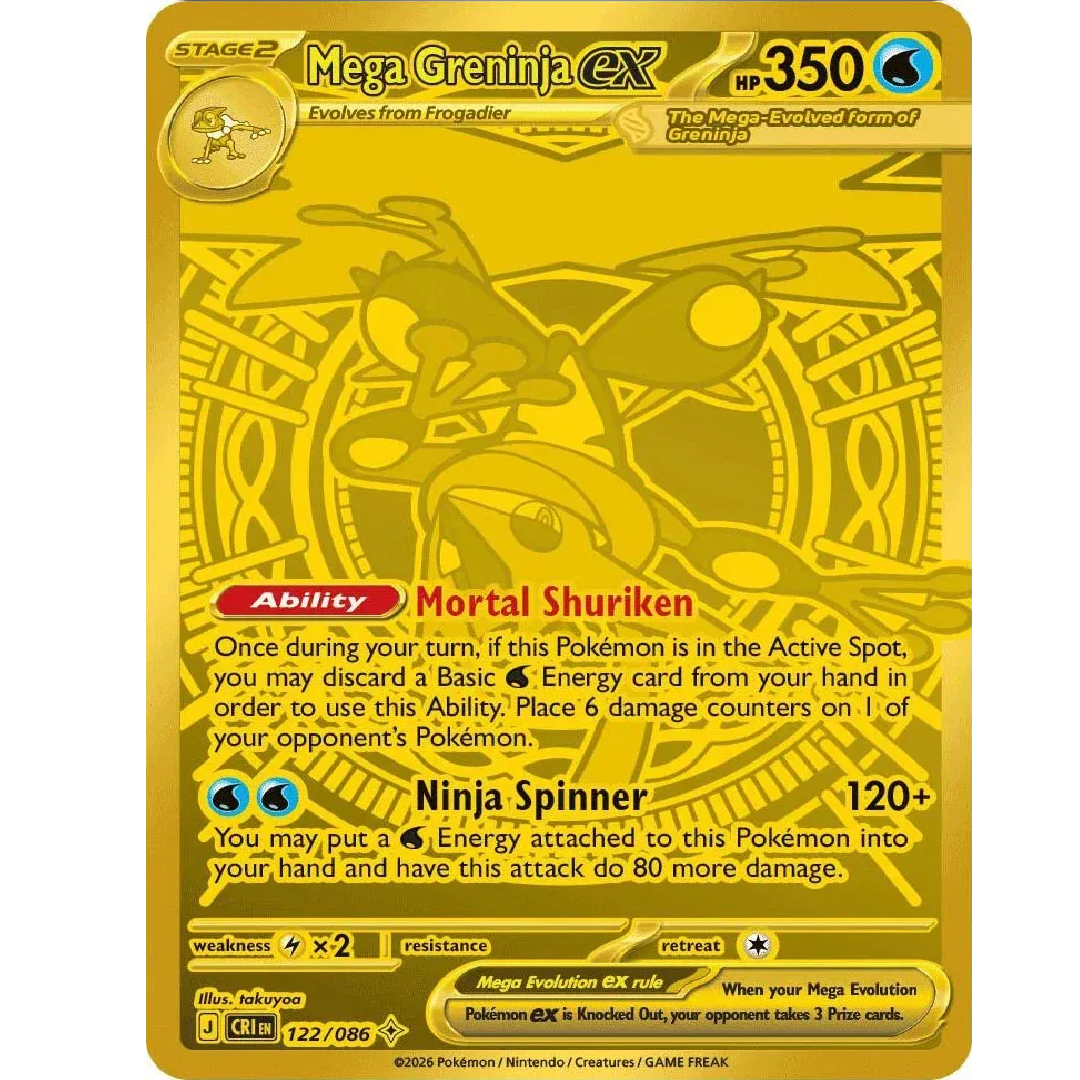 Mega Greninja ex Chaos Rising Mega Hyper Rare • 122/086 Holofoil