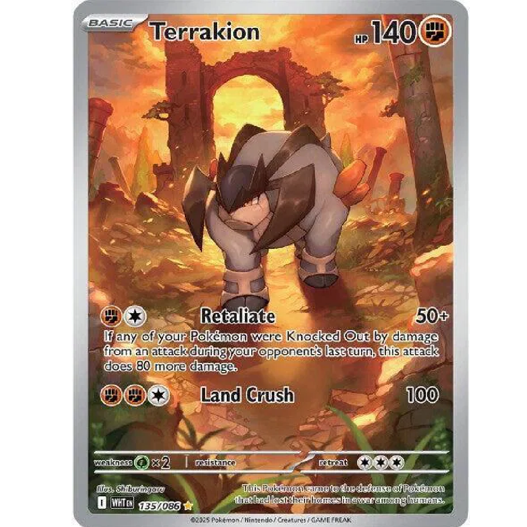 Terrakion White Flare Illustration Rare • 135/086 Holofoil