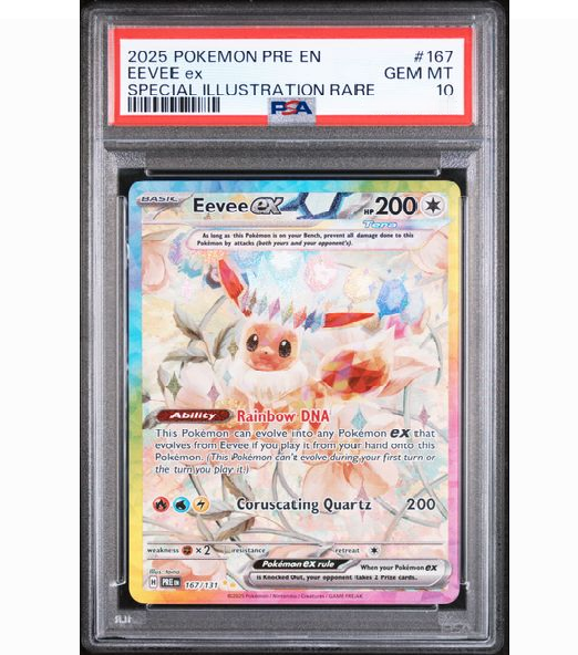 2025 POKEMON PRE EN-PRISMATIC EVOLUTIONS #167 EEVEE ex SPECIAL ILLUSTRATION RARE (PSA10)